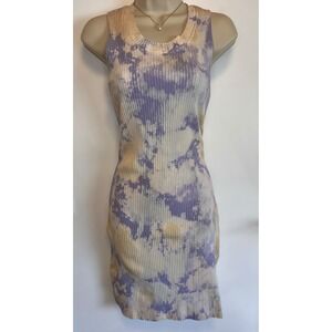 Cotton Citizen Ibiza Tank Dress Purple Splatter Size Large Bodycon Mini USA Made
